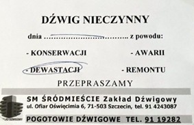 Dewastacje dźwigów w zasobach SM ŚRÓDMIEŚCIE